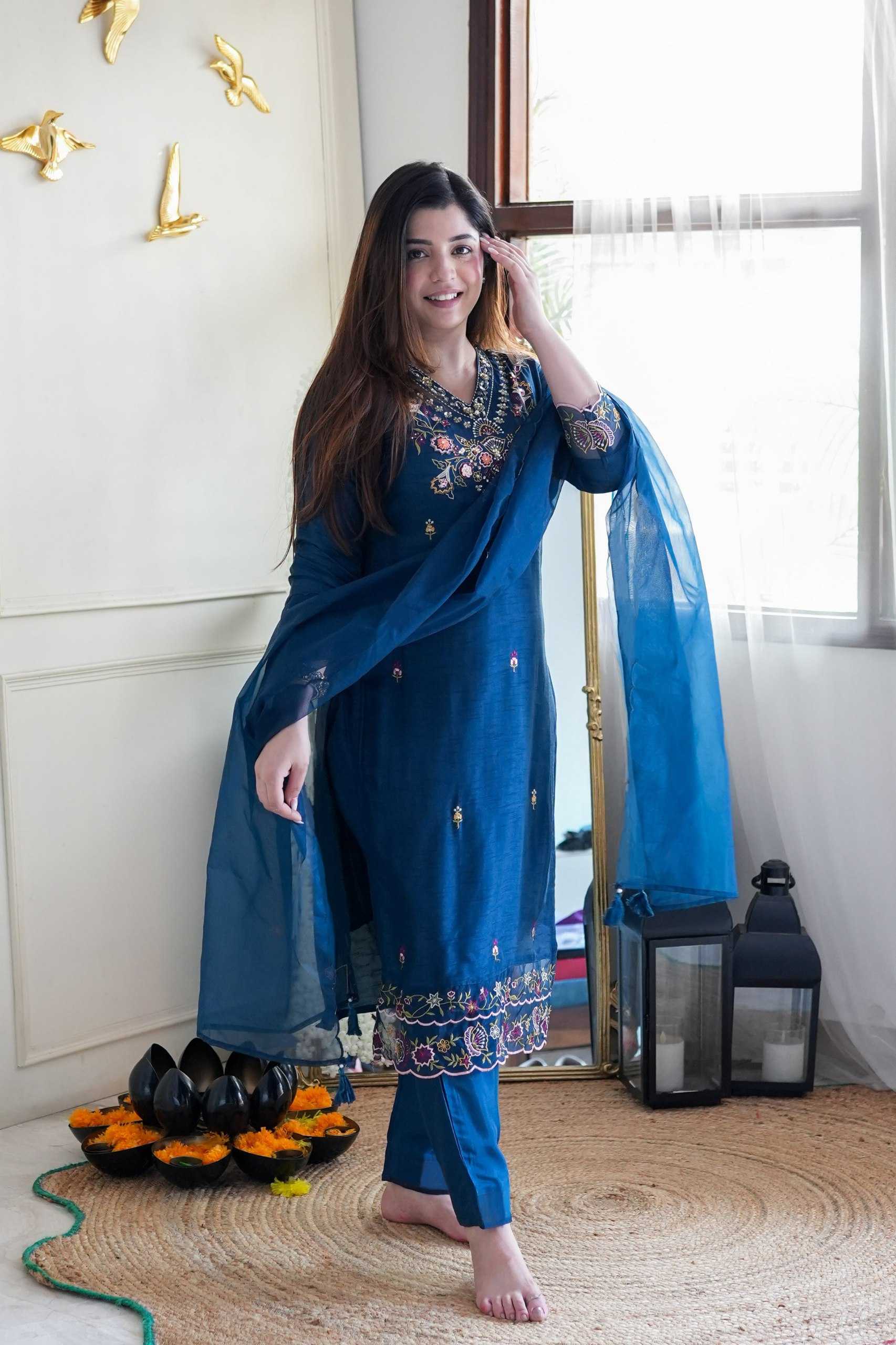 Vichitra Silk Embroidery Party wear suits